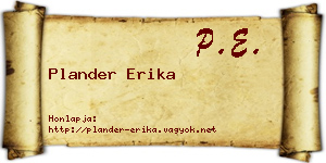 Plander Erika névjegykártya